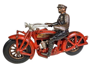 Police Motorcycle and Sidecar Cast Iron