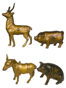 Two Pig / Donkey / Stag Cast Iron Banks