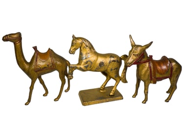 Large Donkey, Horse and Camel Cast Iron Still Banks
