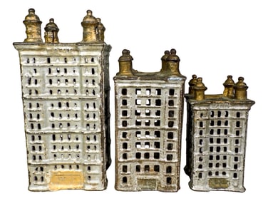 Graduated Size Cast Iron Skyscraper Banks