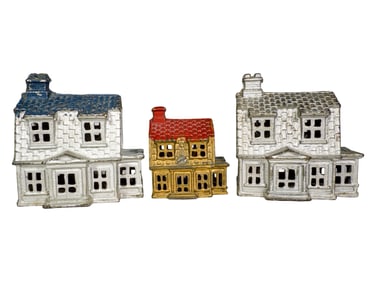 Large and Small Colonial House Banks - Cast Iron