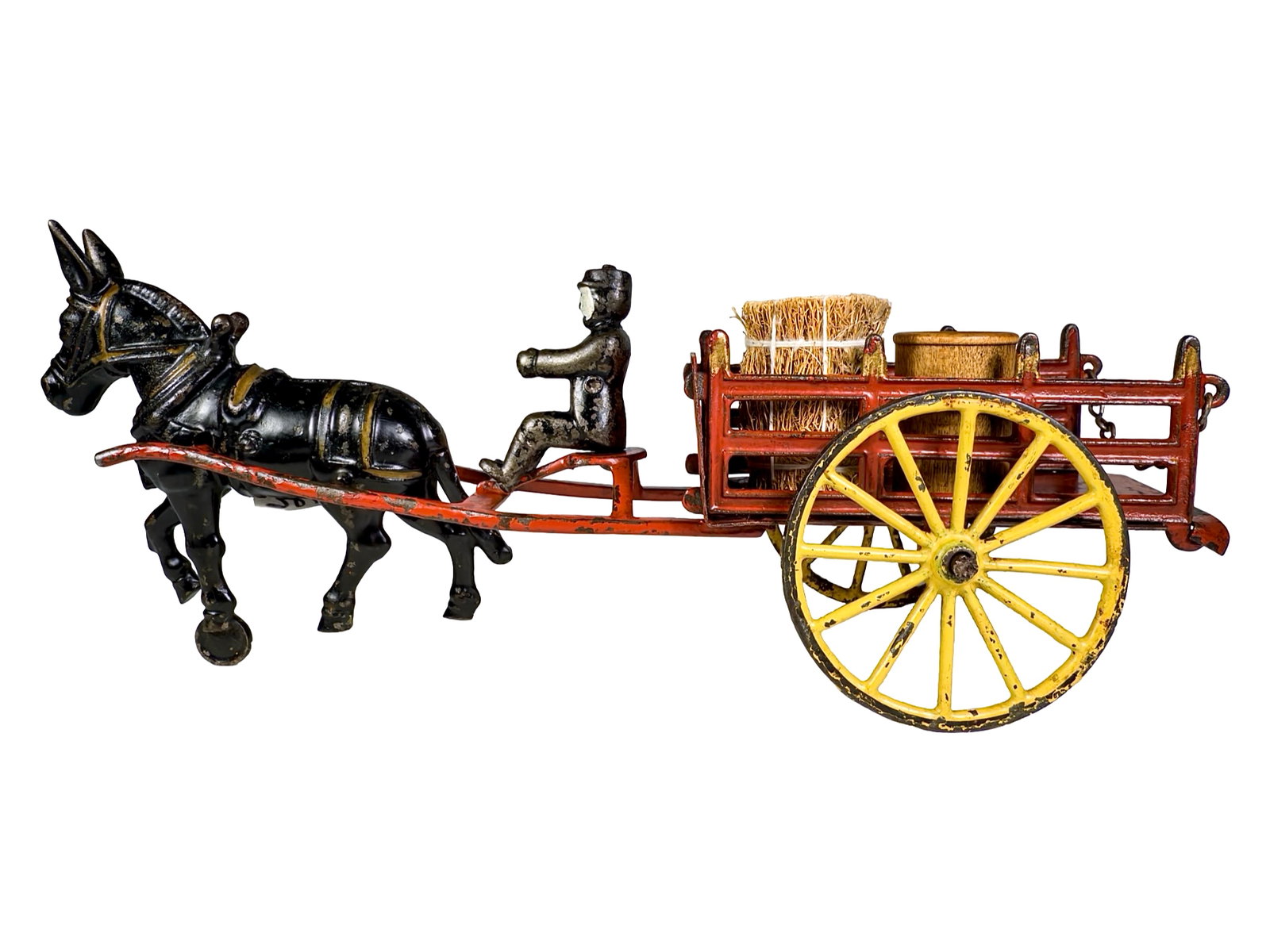 Donkey Drawn Plantation Cart - Tin and Iron: Wilkins Hardware - Keene, NY. 1905 - 11" L x 4 1/2" T x 4" D - Olshefski Collection