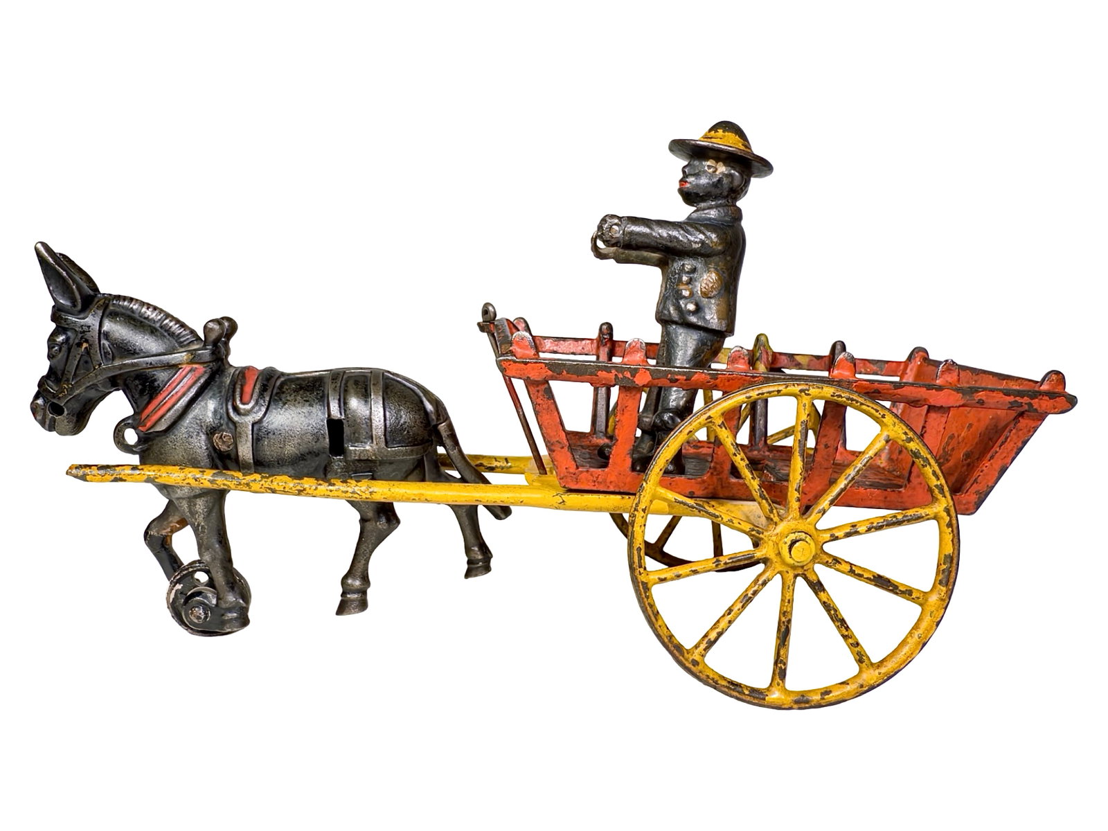 Donkey Drawn Cast Iron Plantation Wagon: Harris Toy Company - Toledo, OH. 1895 - 11" L x 6" T x 4" D - Olshefski Collection