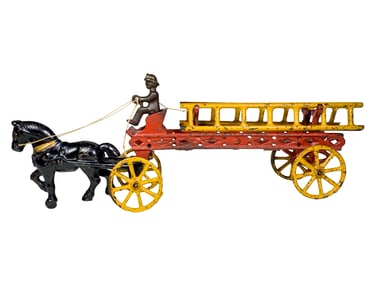 Single Horse Cast Iron Hook and Ladder Toy