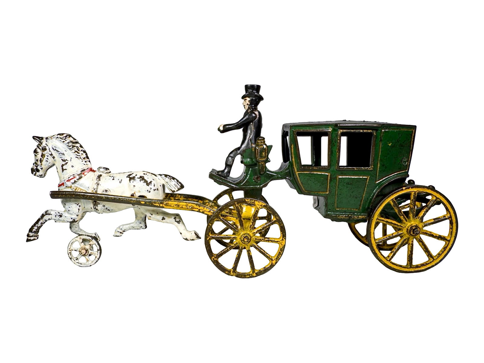 Single Horse Cast Iron Cabriolet: Dent Hardware - Fullerton, PA. 1910 - 15" L x 7" T x 3 1/2" D - Olshefski Collection