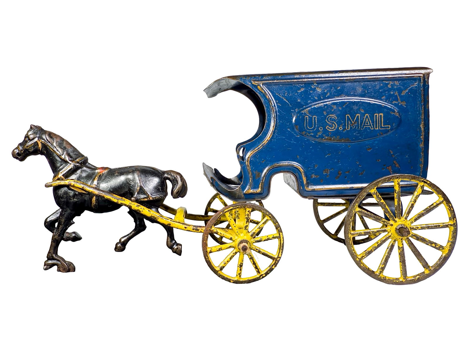 Single Horse U.S. Mail Truck Toy - Tin and Iron (1 of 8)