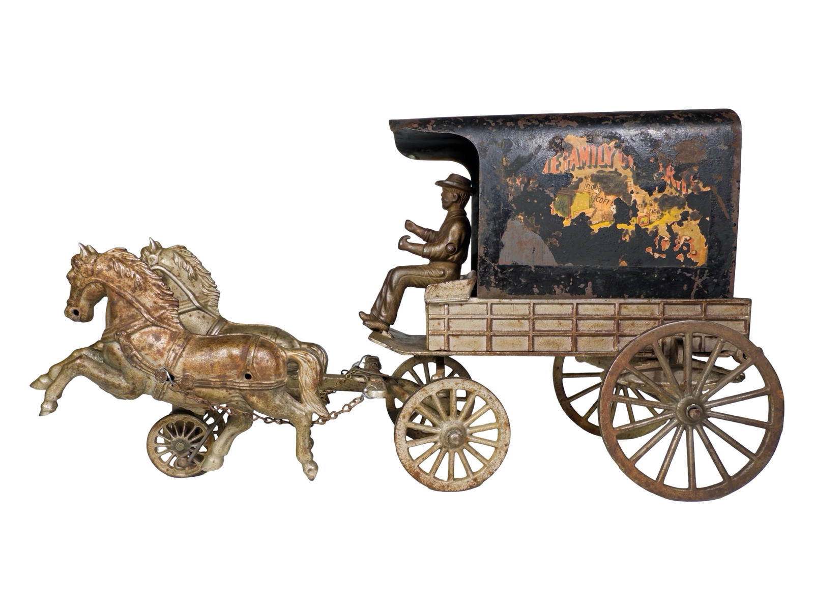 Two Horse Cast Iron and Tin Grocery Wagon Advertises - Choice Family Grocery (1 of 13)
