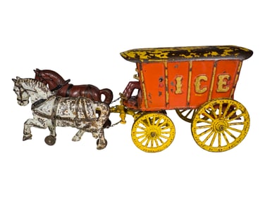 Large Two Horse Cast Iron Wagon
