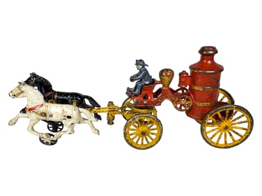 Two Horse Red Cast Iron Fire Pumper