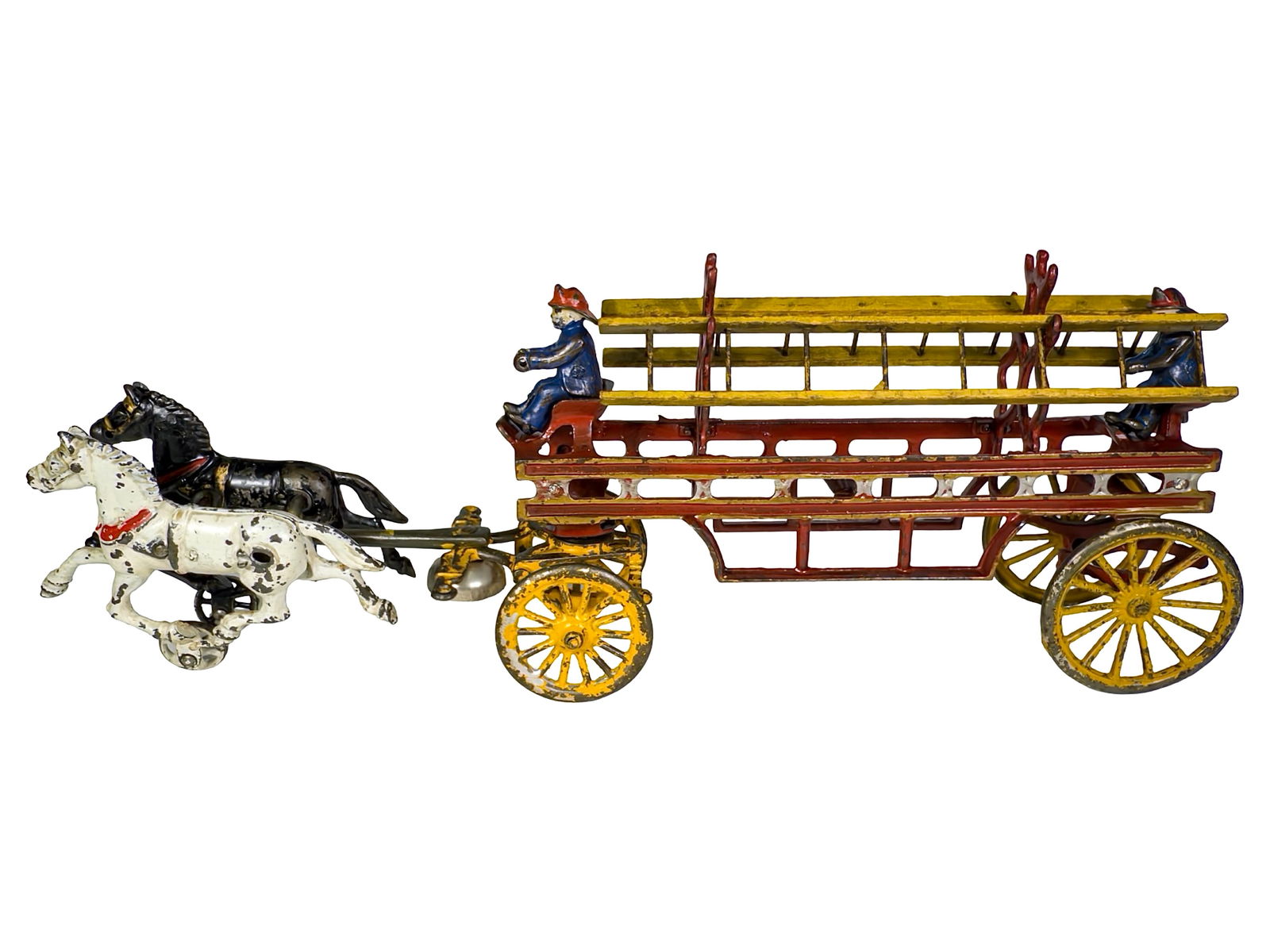 Two Horse Cast Iron Hook and Ladder: Dent Hardware - Fullerton, PA. 1910 - 21" L x 8" T x 4" D - Olshefski Collection