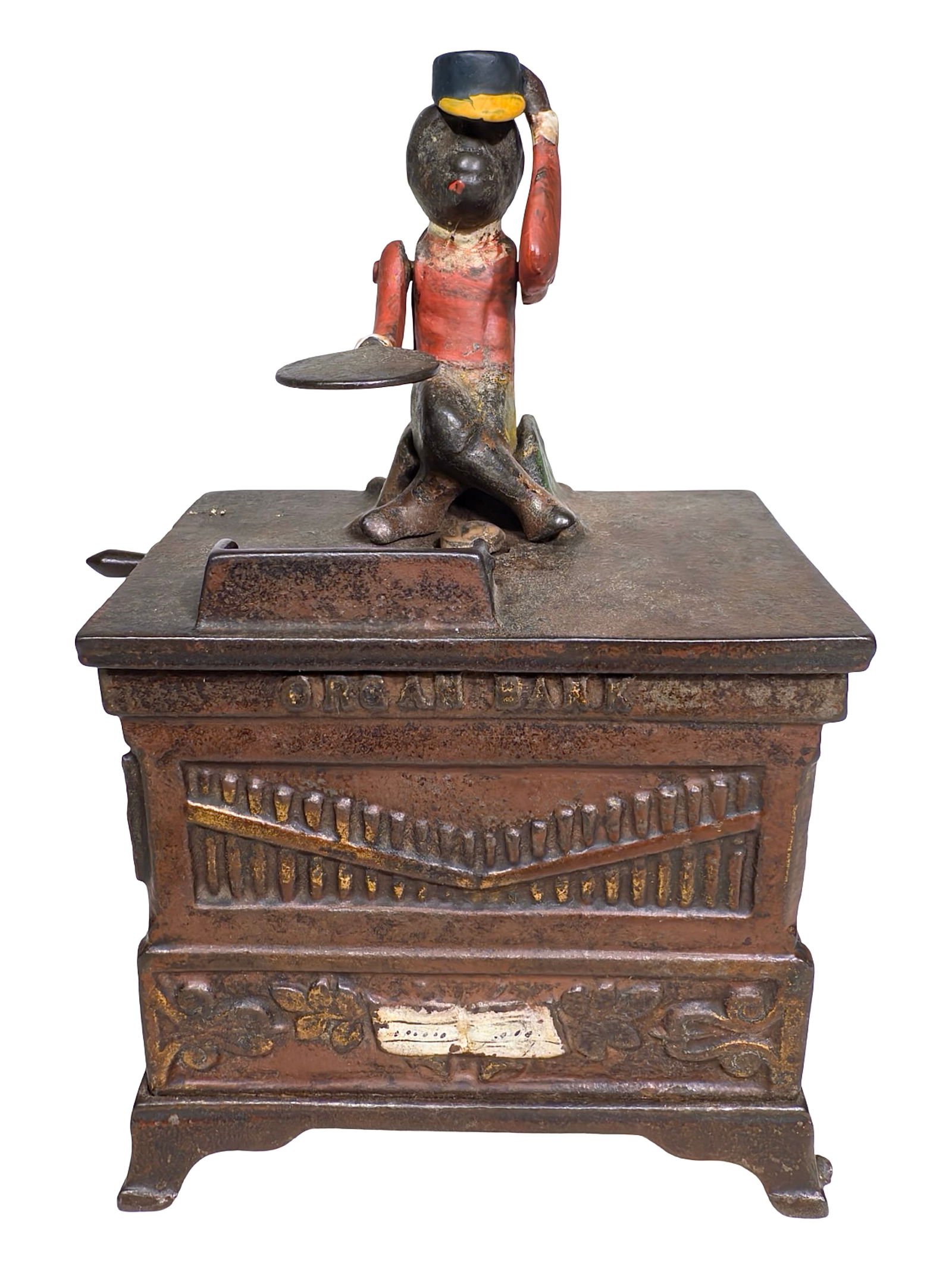 Organ Cast Iron Mechanical Bank - Medium Version: Kyser and Rex - Philadelphia 1881 - 6" T x 5" W x 3 1/2" D