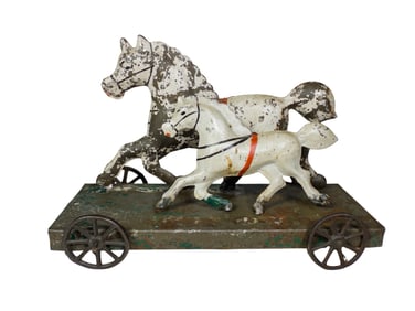 Double Horse Tin Platform Toy