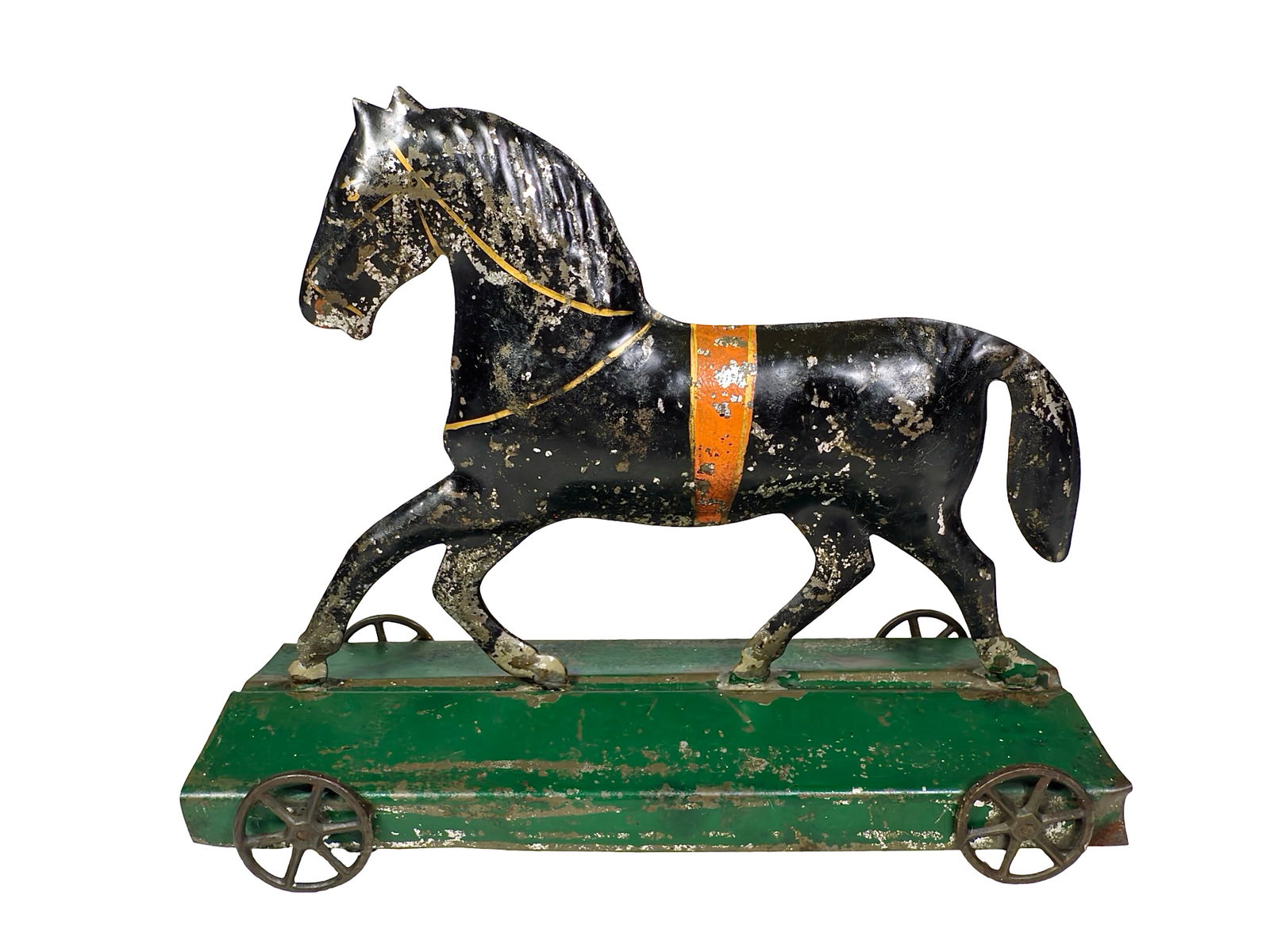 Single Tin Horse on Platform Toy (1 of 3)