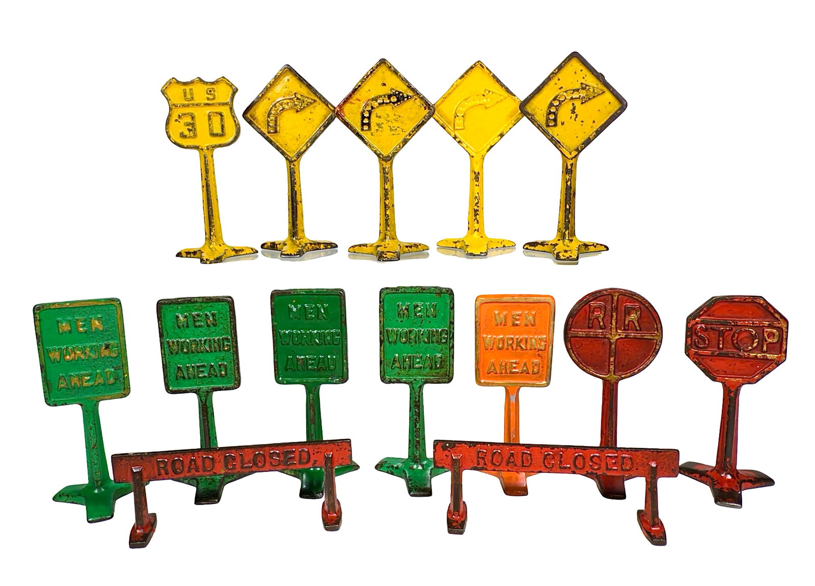 Fourteen Cast Iron Traffic Signs (1 of 3)