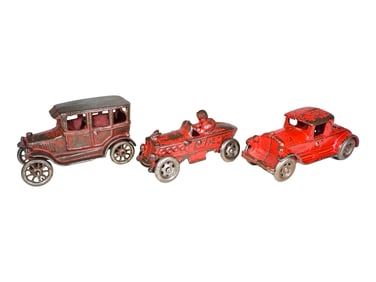 Three Cast Iron Auto Toys