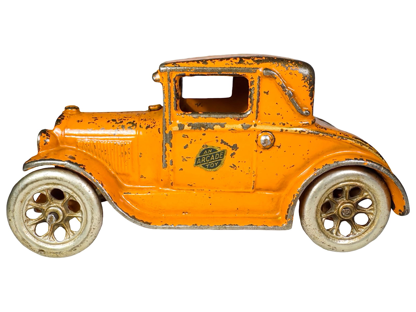 Orange Cast Iron Coupe Toy (1 of 6)