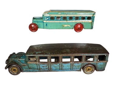 Two Blue Buses - Tin / Iron