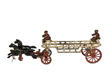 Two Horse Cast Iron Hook and Ladder Toy