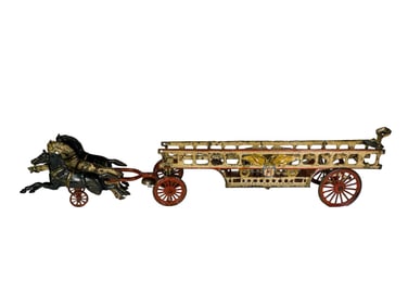 Three Horse Cast Iron Hook and Ladder - Large Scale