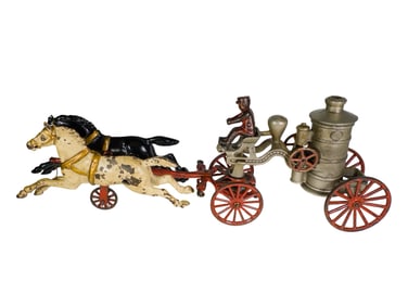 Two Horse Cast Iron Fire Pumper
