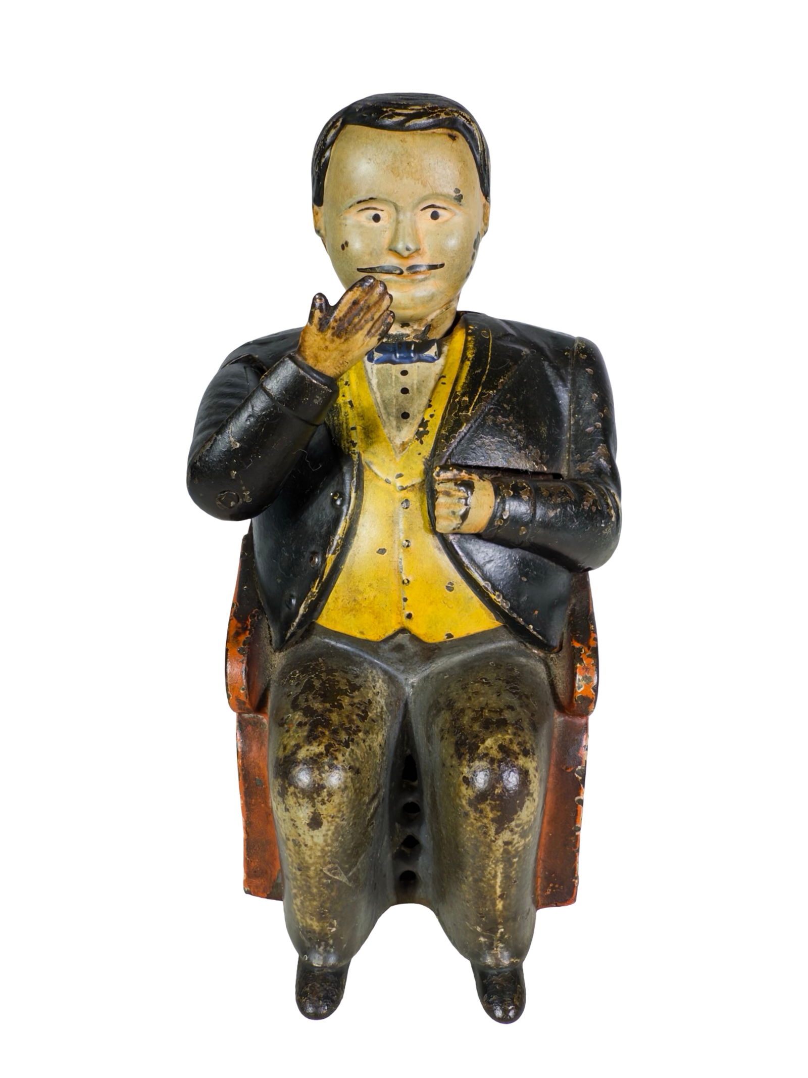 Tammany Cast Iron Mechanical Bank: J&E Stevens Company - Cromwell, CT. 1870's - 4"W x 5 1/2"T x 4 1/2"D