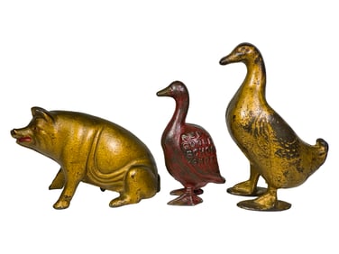 Two Ducks and Pig Cast Iron Still Banks
