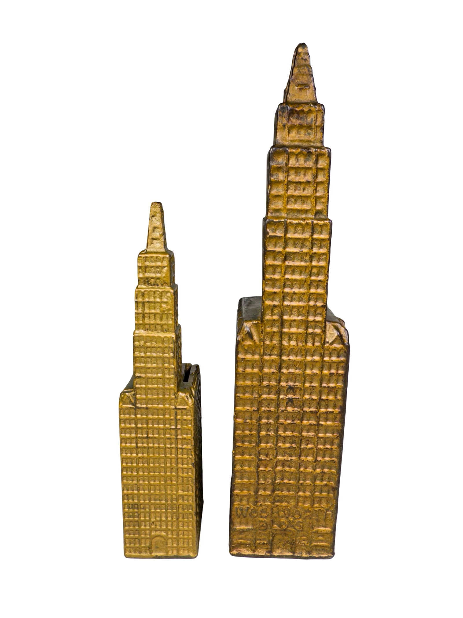 Large and Small Woolworth Banks - Cast Iron: A.C. Williams Company - Ravenna, OH. 1920's - 6" and 8" Tall