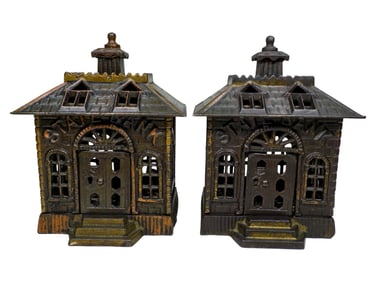 Two Cast Iron State Banks - Mid Sized