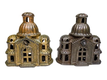Two Cast Iron Mosque Banks - Mid sized