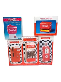 Four Coca-Cola DieCast Banks / One Texaco Pump Bank