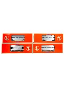 Lionel Modern Era Aluminium Passenger Cars #s 19160, 19161, 19162, and 19163
