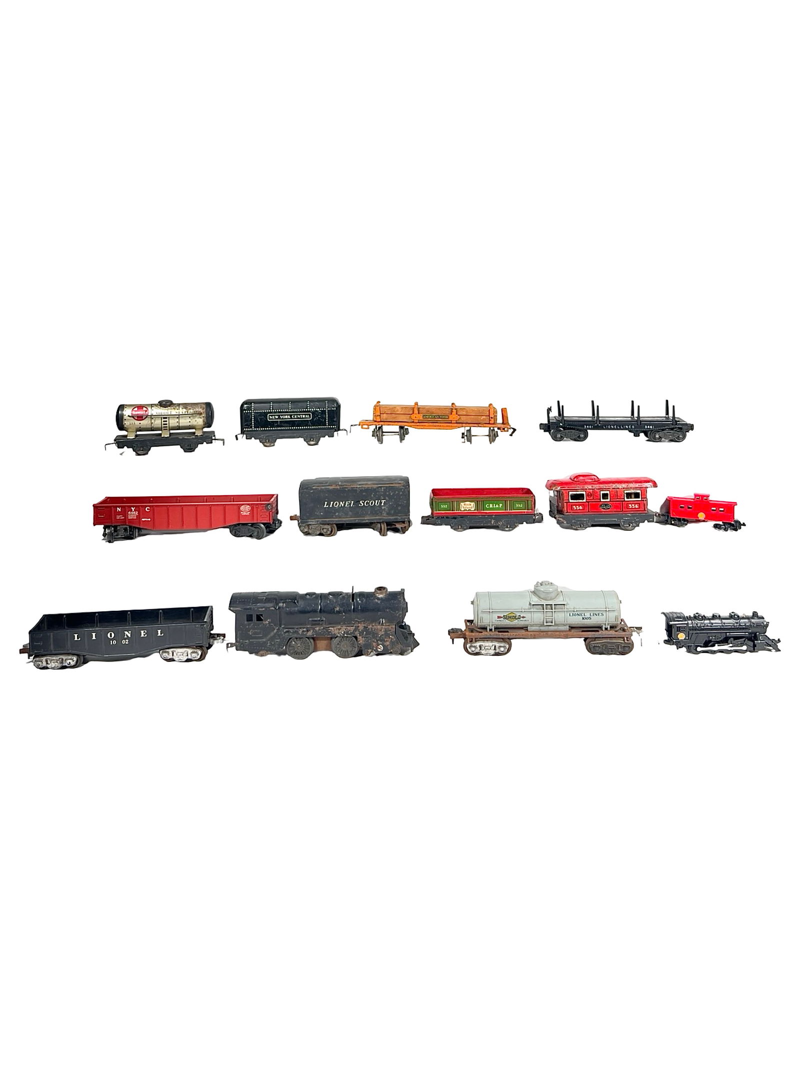 Miscellaneous American Trains = 11 pieces Marx, American Flyer, Lionel: American 1930/40's - Largest 10"L x 3"T x 2"D