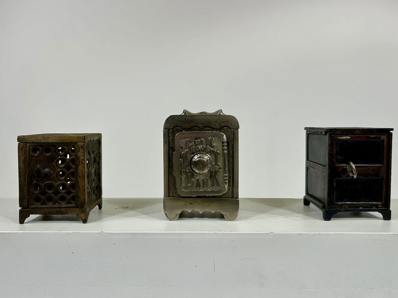 Three Cast Iron Safe Banks (1 of 3)