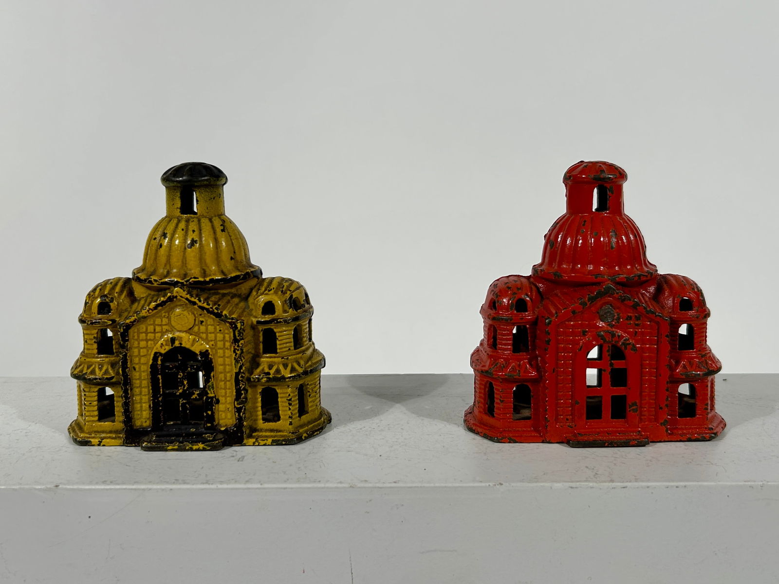 Two Cast Iron Painted Mosque Banks - Very Scarce (1 of 3)