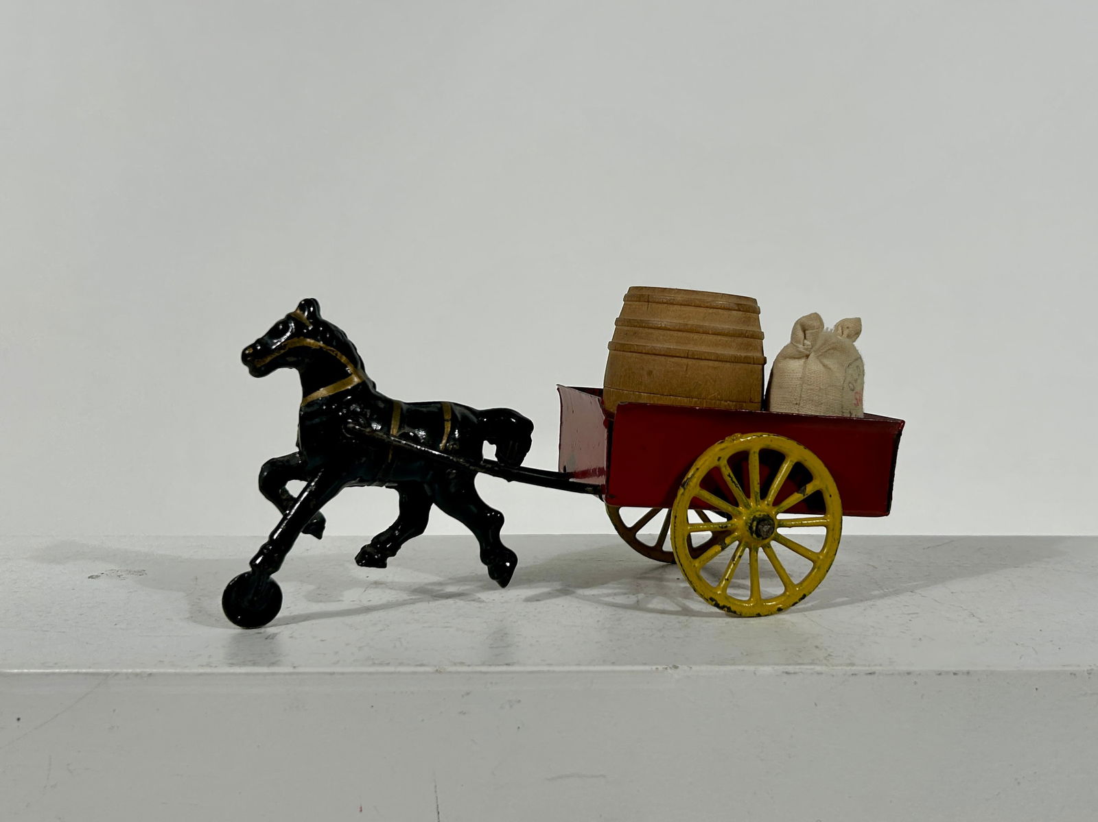 Miniature Cast Iron and Tin Dray Wagon (1 of 2)