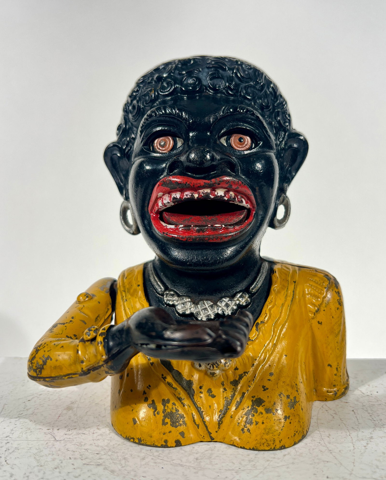 Dinah Bank - Long Sleeve Cast Iron - Scarce: Sydenham and McOustra - English 1910 - 6 1/4"T x 4 3/4"W x 5"D