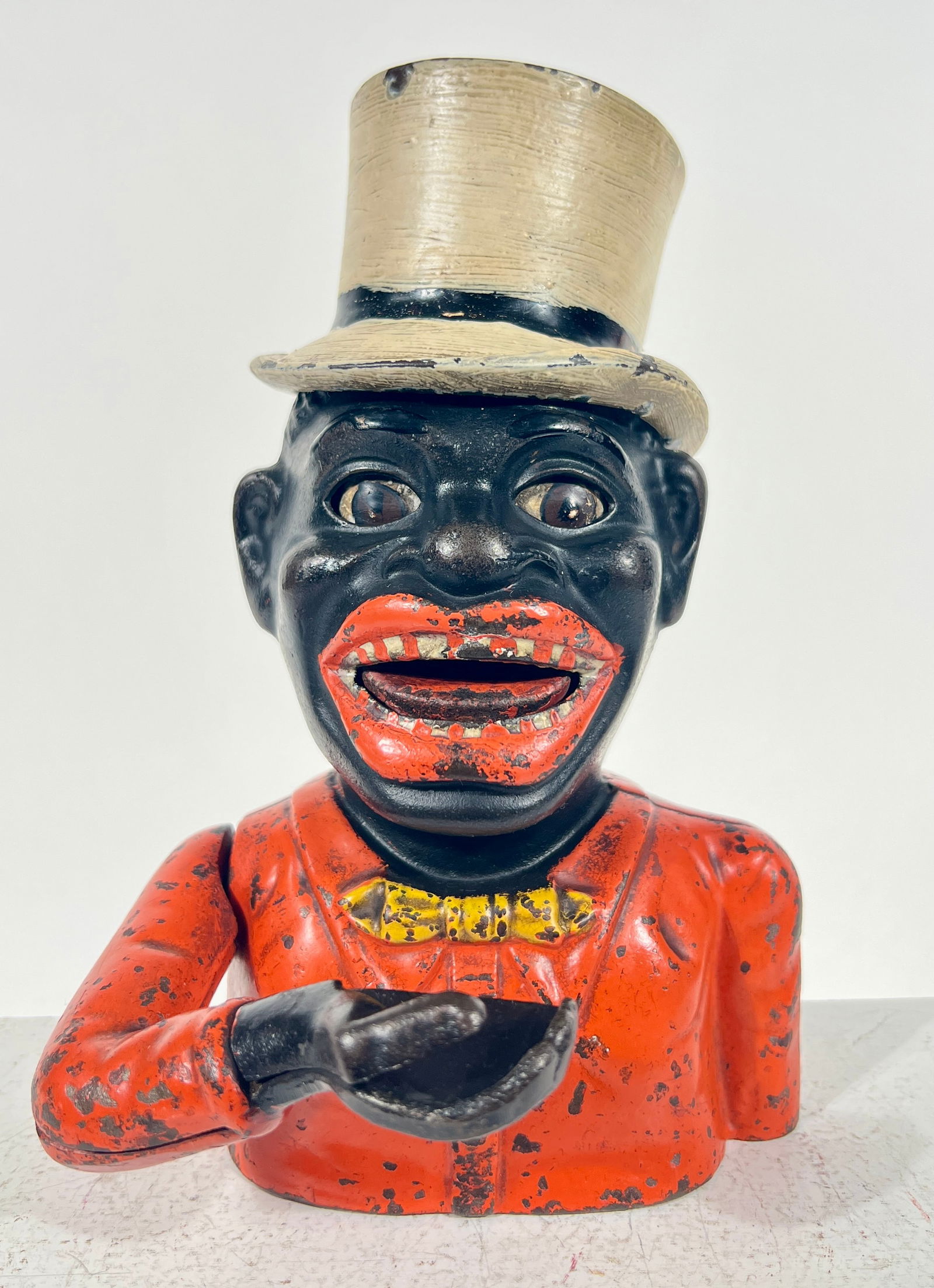 Happy Man Mechanical Bank with High Hat: John Harper Ltd - English 1895 - 5 1/2"W x 8 1/4"T x 5 1/2"D