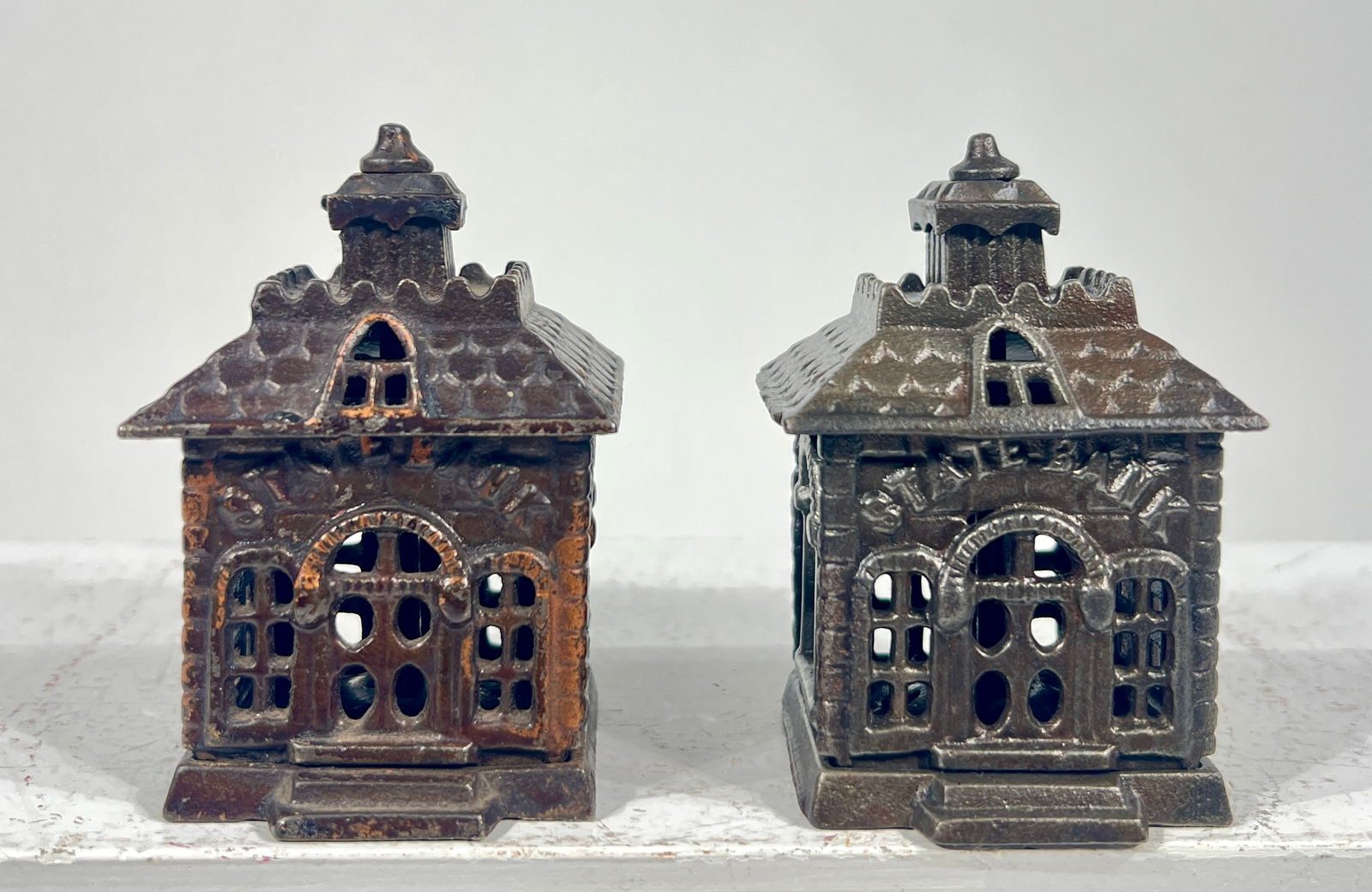 Two Miniature Cast Iron State Banks (1 of 2)