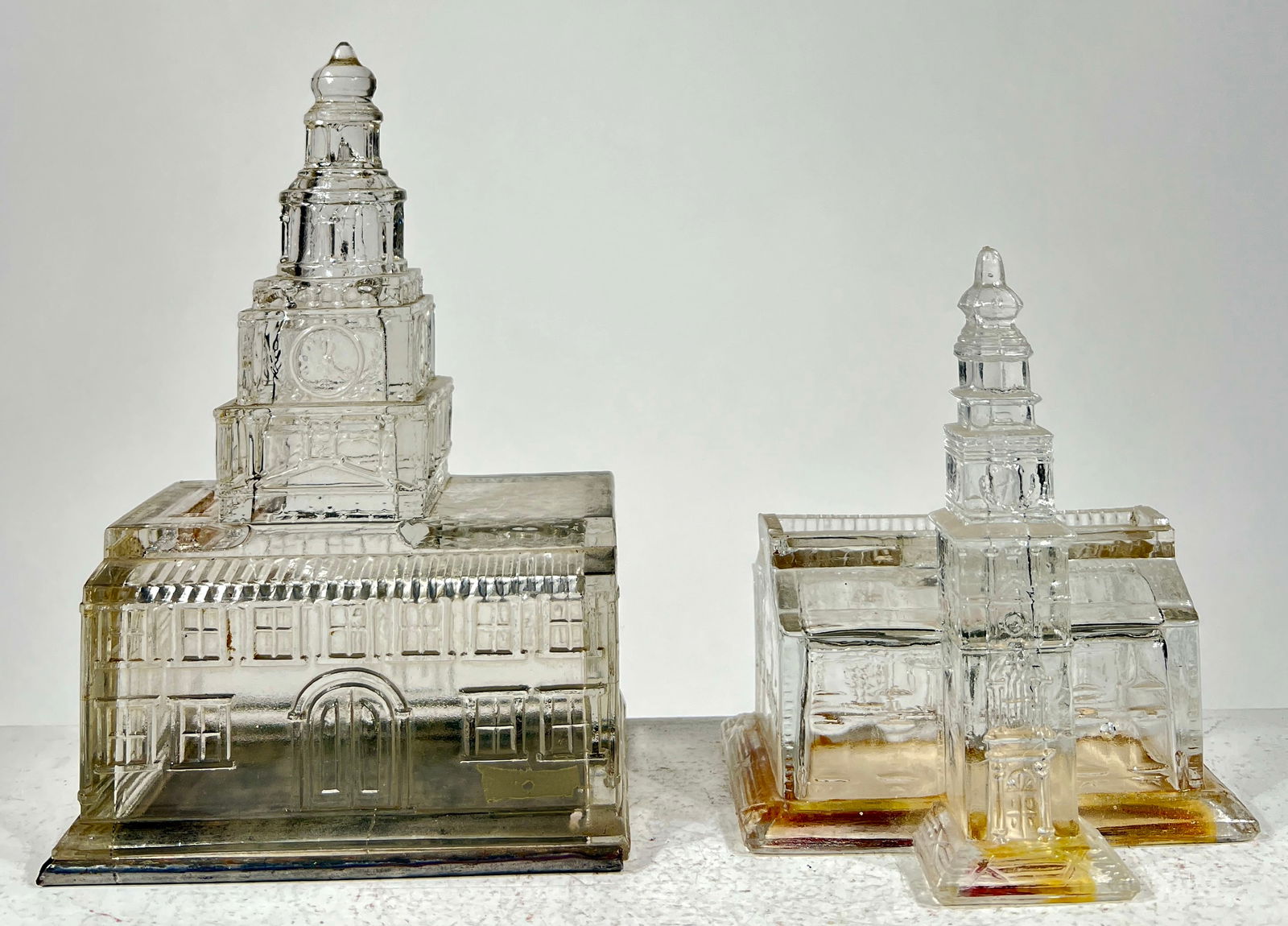 Two Glass Candy Container Banks Independence Hall - Small and Large Size (1 of 3)