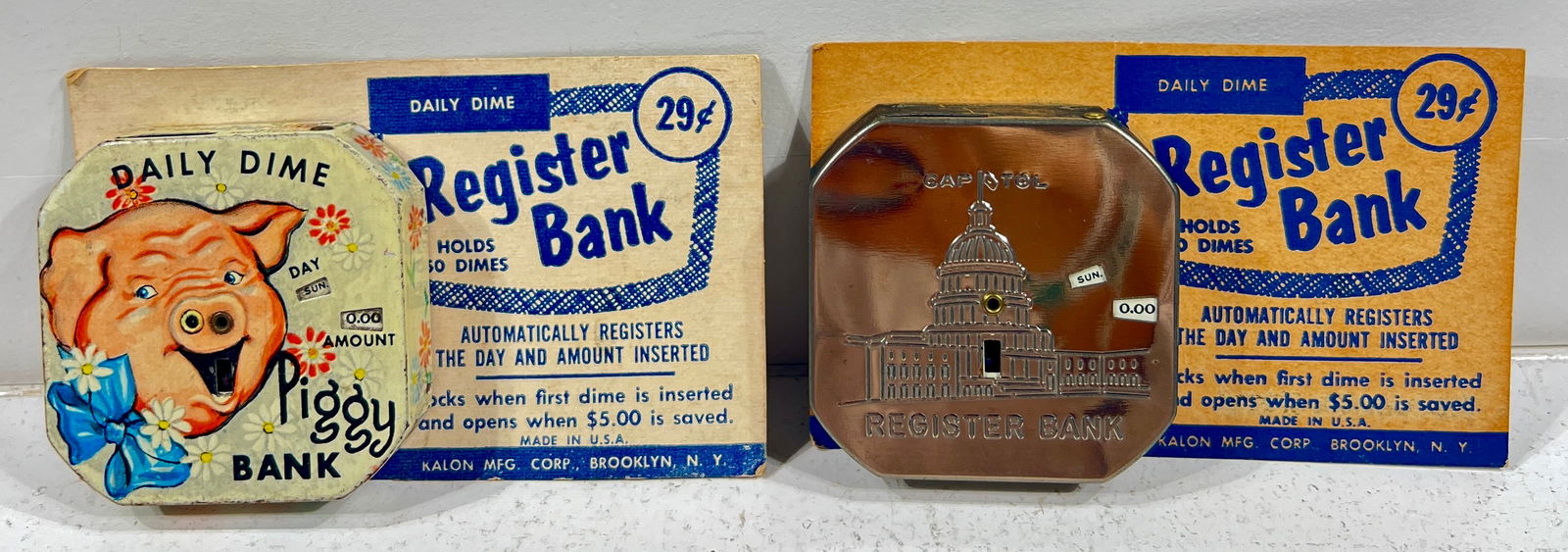 Two Tin Dime Registers in Original Packaging - Capital Building - Daily Dime Piggy (1 of 2)