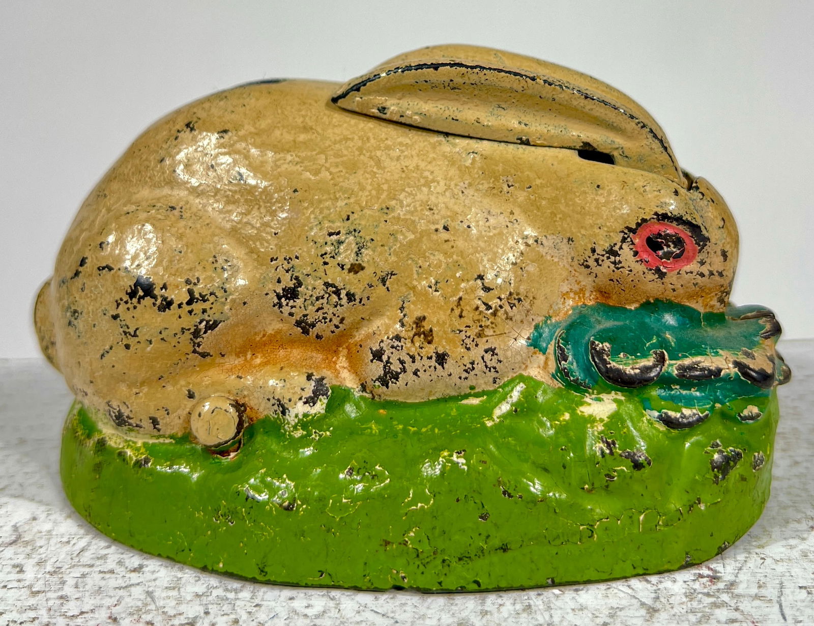 Rabbit in Cabbage Cast Iron Mechanical Bank (1 of 2)