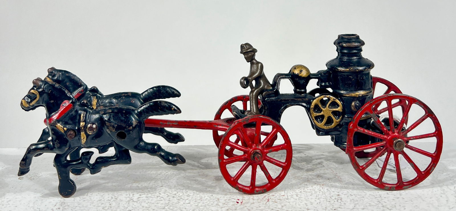 Two Horse Small Cast Iron Fire Pumper (1 of 2)