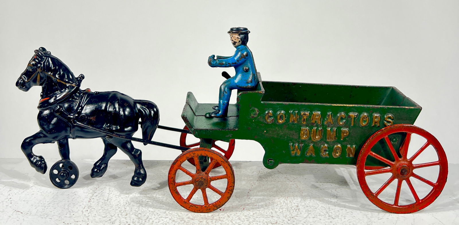 Contractors Dump Wagon - Cast Iron: Arcade Mfg. Co. - Freeport, IL. 1920 - 14"L x 5 3/4"T x 3"D The Olshefski Collection