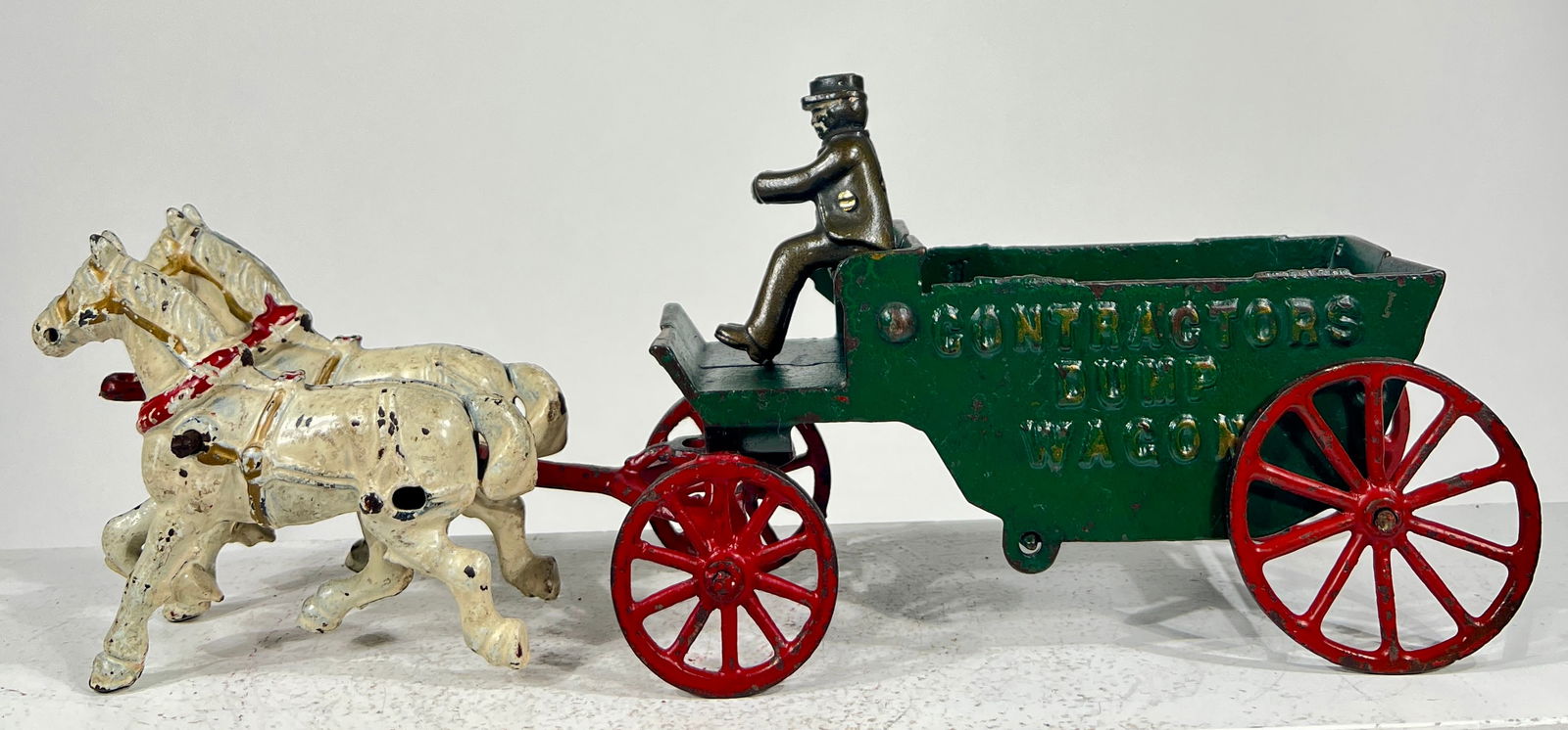 Two Horse Contractors Dump Wagon Cast Iron Toy (1 of 2)