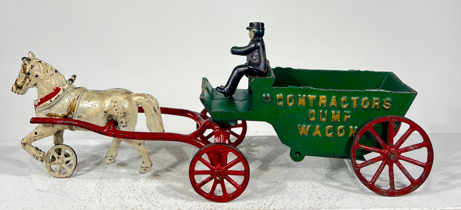 Single Horse Contractors Dump Wagon Cast Iron Toy (1 of 2)
