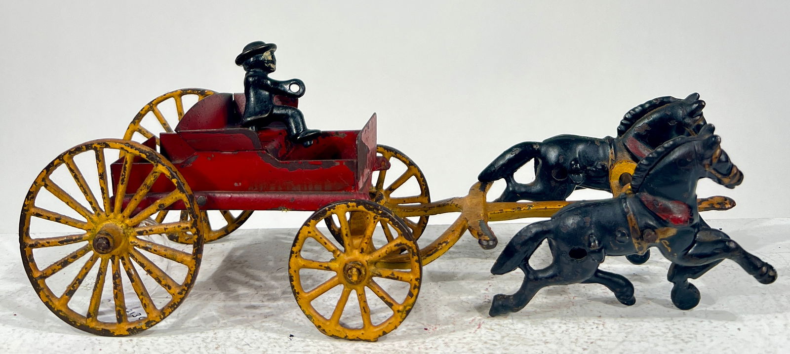Two Horse Dray Wagon Cast Iron and Sheet Steel (1 of 2)