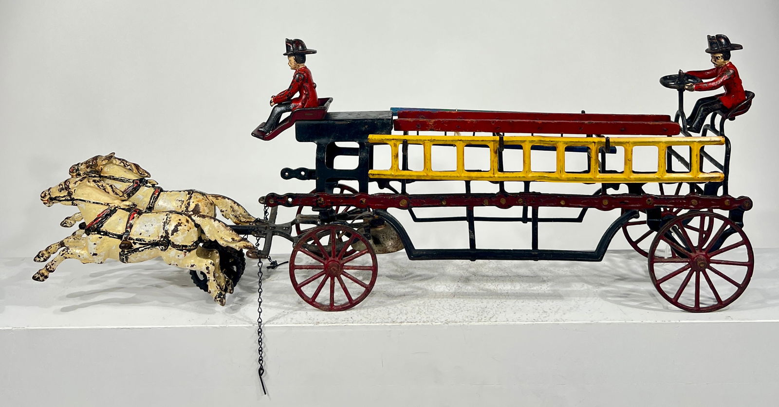 Two Horse Transitional Hook and Ladder: Pratt + Letchworth company (Unusual Paint Variation) Buffalo, NY- 1890 24"L x 8 1/2"T x 4 3/4" DThe Olshefski Collection