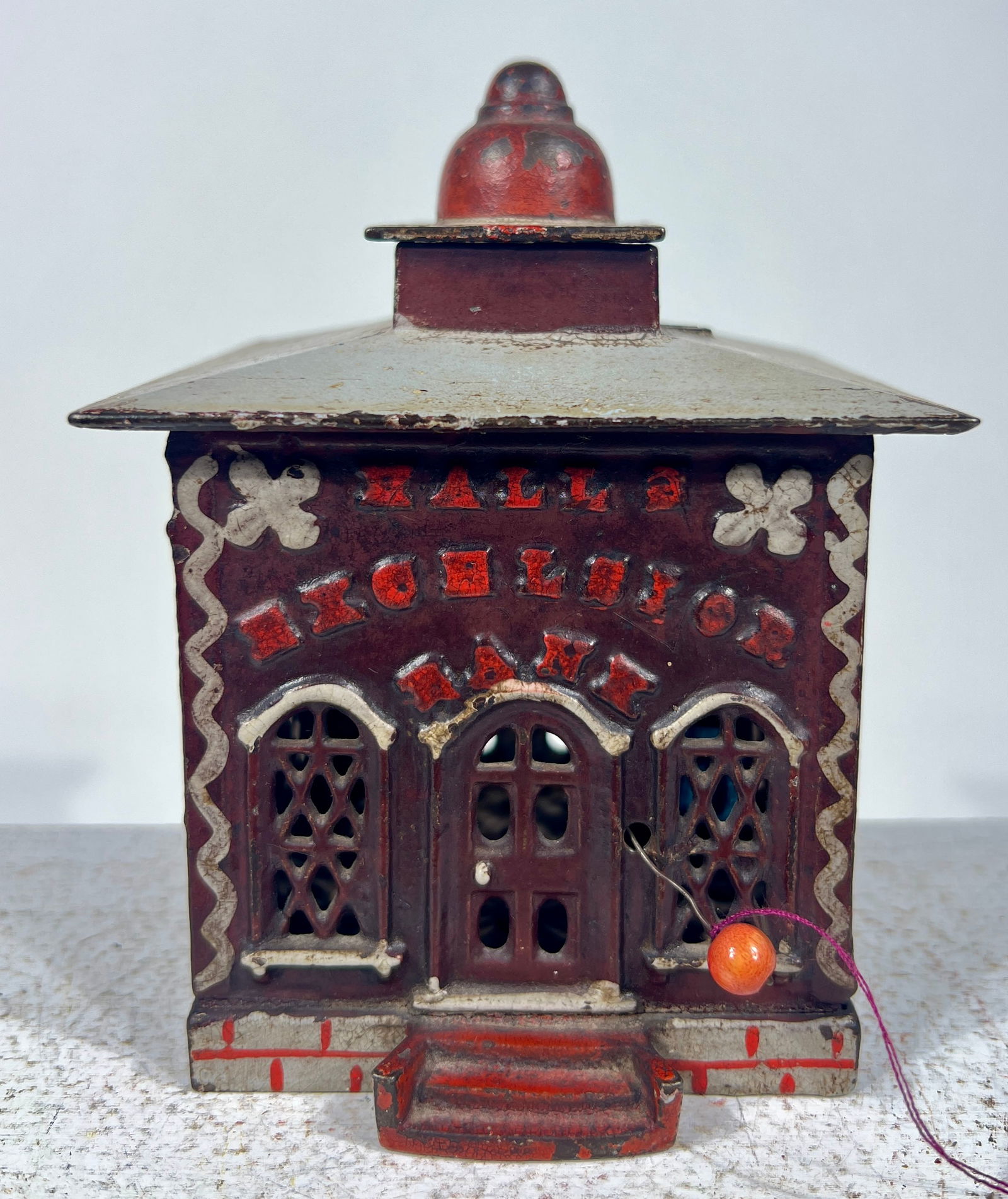 Hall's Excelsior Bank- Brown: J. + E Stevens Company Cromwell, CT- 18694 3/4"T x 3 1/2"W x 3 1/2"DThe Olshefski Collection