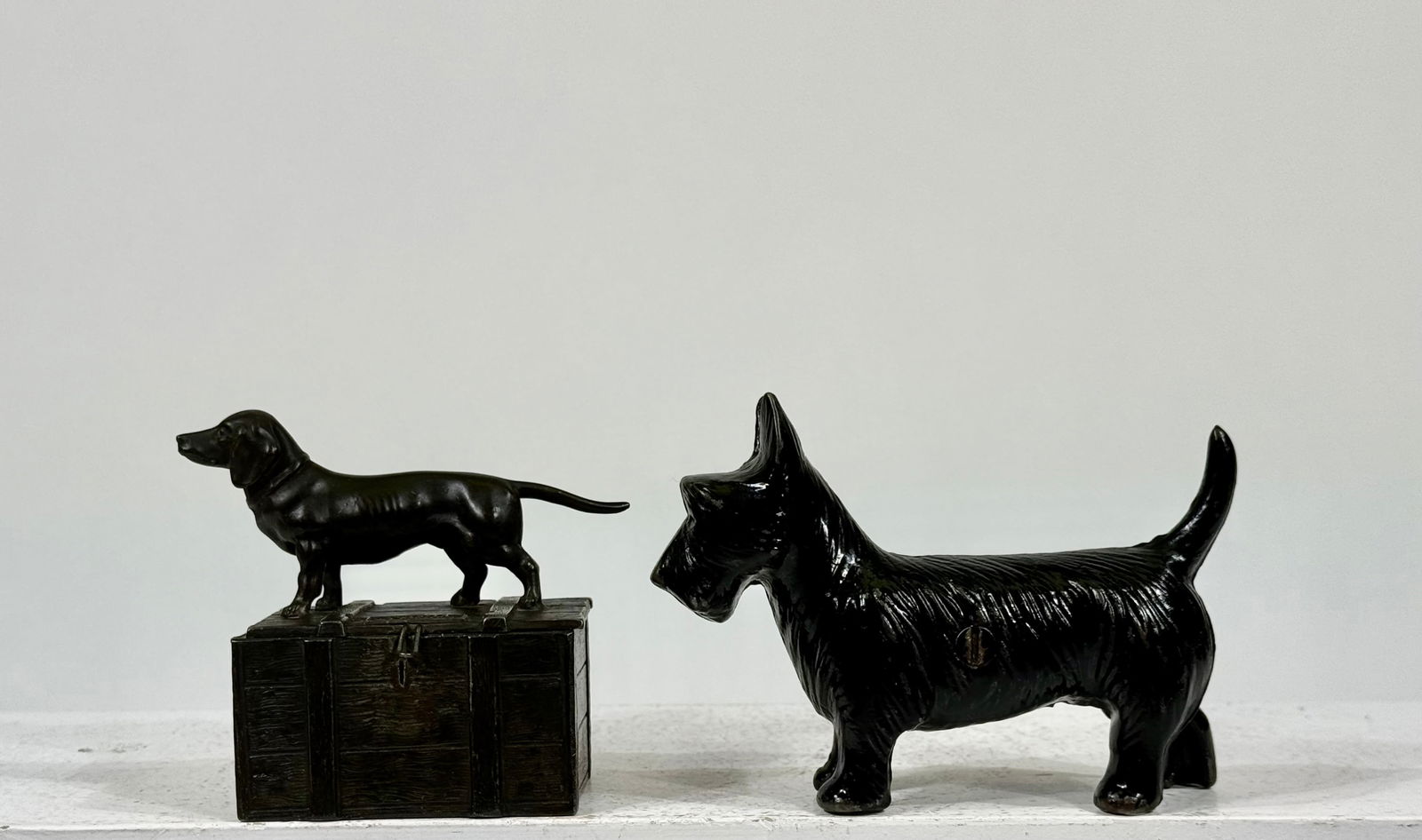 Two Dogs Themed Banks Cast Iron and Spelter (1 of 3)