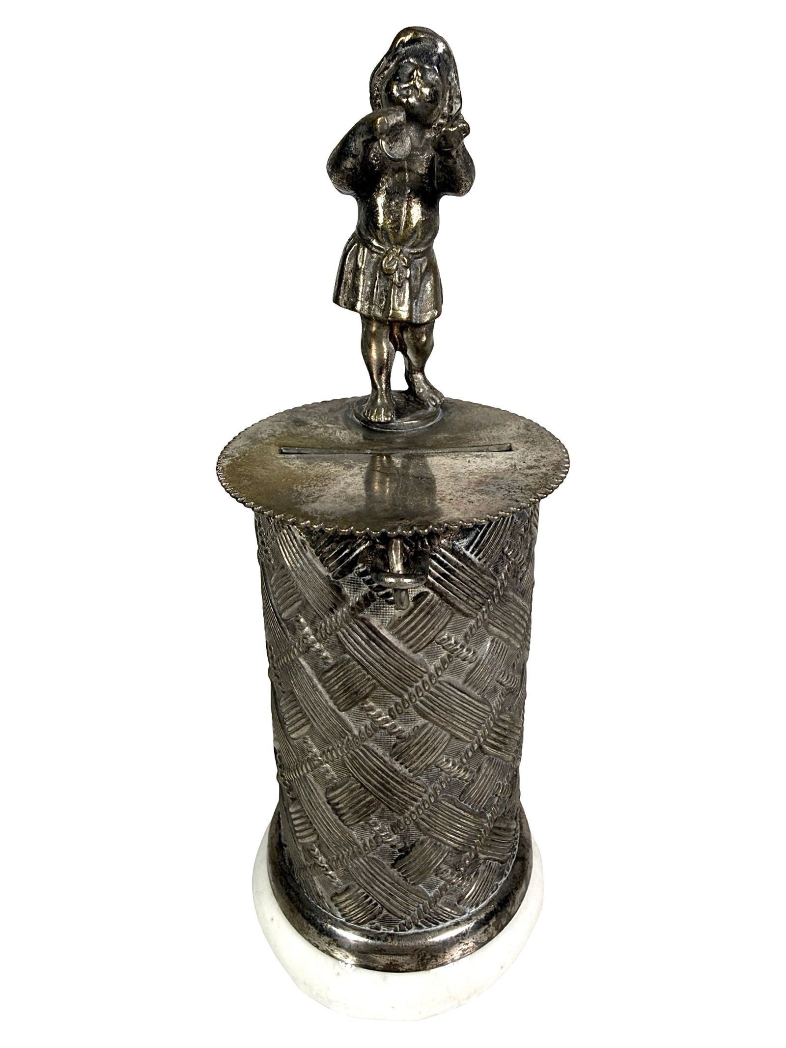 Street Urchin atop Podium: Probably German - Circa 1880's.